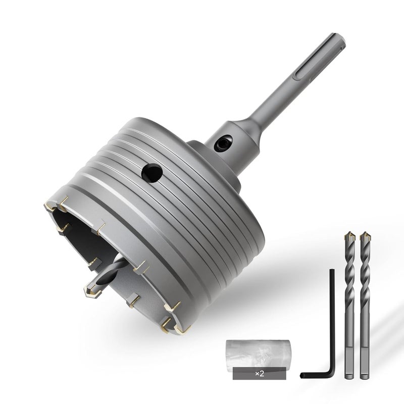 CSOOM Concrete Hole Saw 3-17/32" (90mm) with 220mm SDS Plus Shank Connecting Rod, Carbide Cement Hole Saw for Concrete Cement, Brick Wall Stone - Image 1